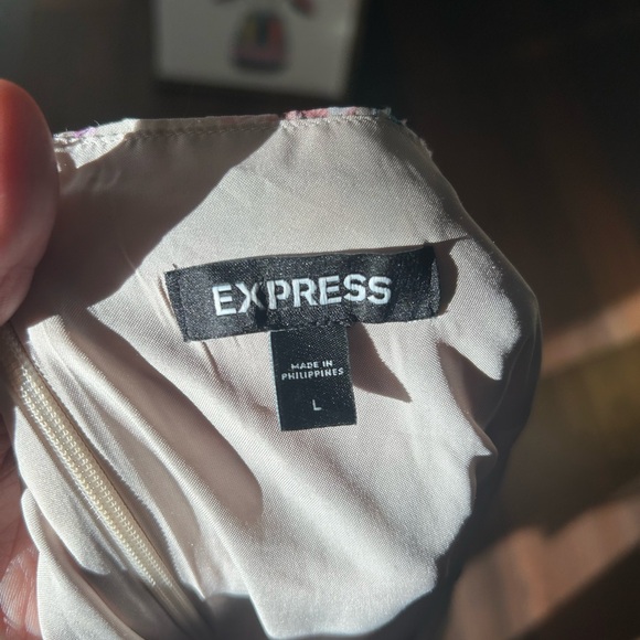 Feminine Romantic Express Floral Print Ruffle Faux Wrap Hi-Lo Maxi Dress Size L - Picture 6 of 8